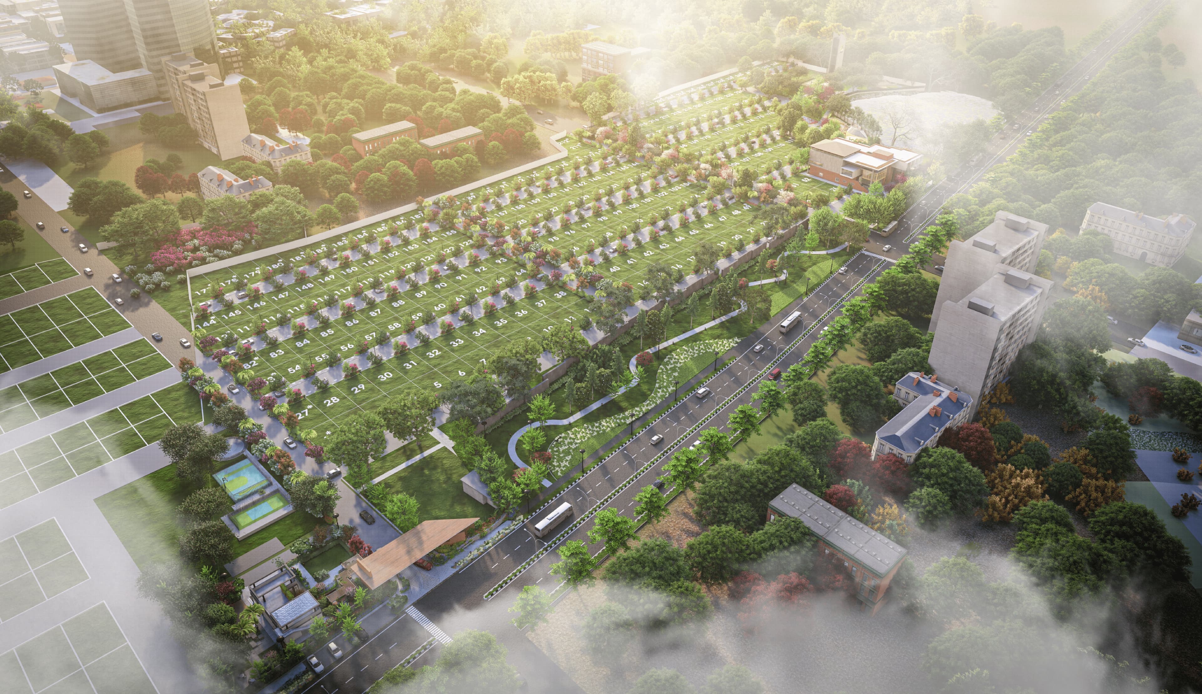 18-acre master plan aerial view